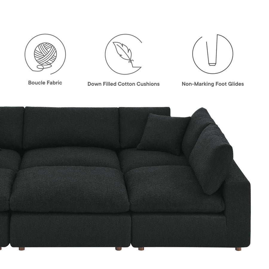 Linden 6-Piece Down Filled Overstuffed Boucle Fabric Sectional Sofa in Black