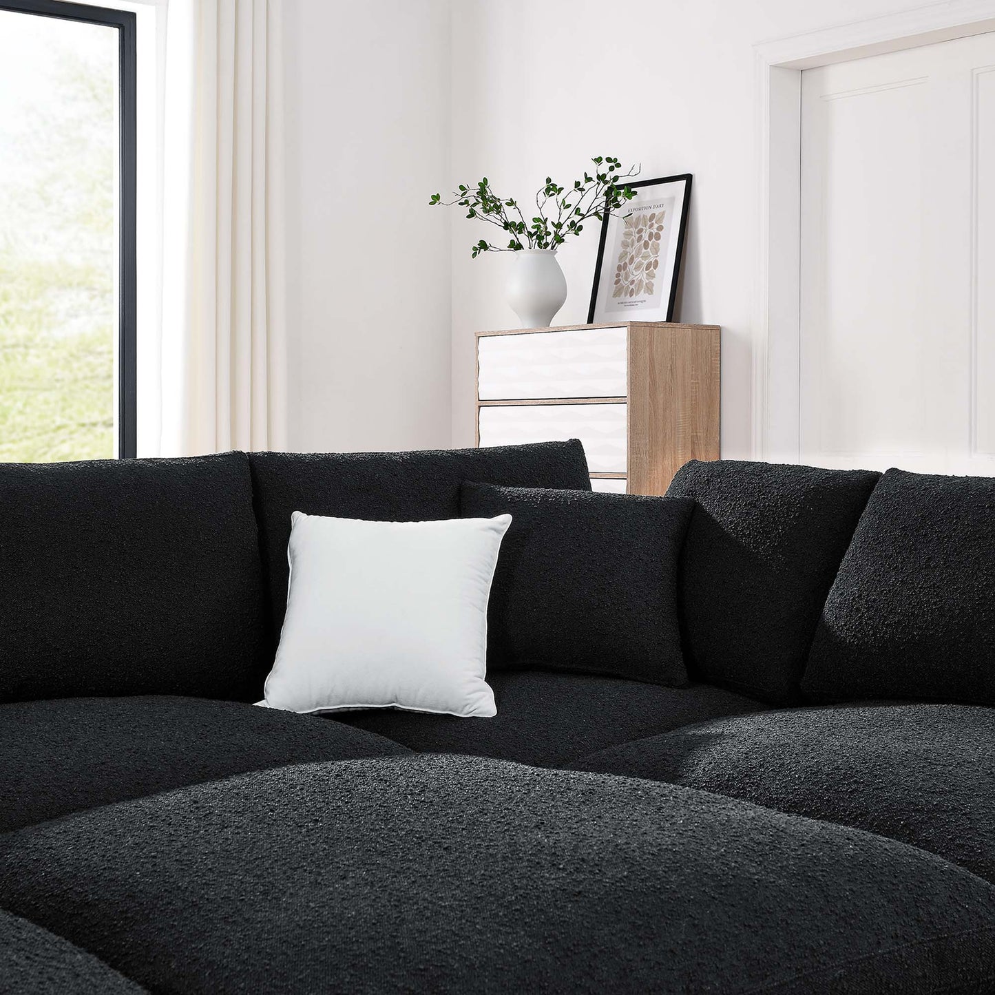 Commix 6-Piece Down Filled Overstuffed Boucle Fabric Sectional Sofa by Furniture for America
