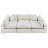Linden 6-Piece Down Filled Overstuffed Boucle Fabric Sectional Sofa in Ivory