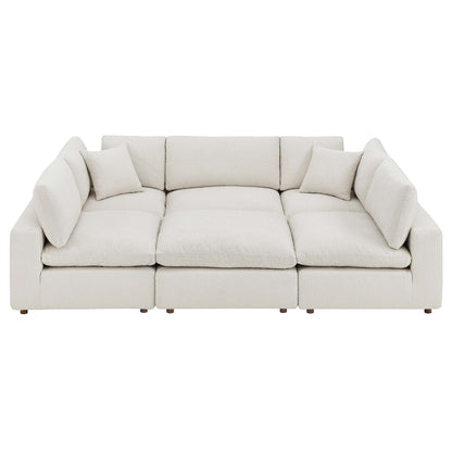 Commix 6-Piece Down Filled Overstuffed Boucle Fabric Sectional Sofa by Furniture for America