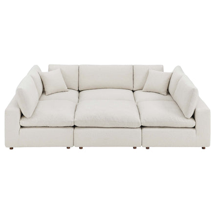 Commix 6-Piece Down Filled Overstuffed Boucle Fabric Sectional Sofa in Ivory
