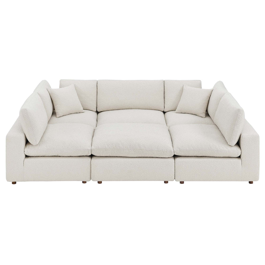 Linden 6-Piece Down Filled Overstuffed Boucle Fabric Sectional Sofa in Ivory