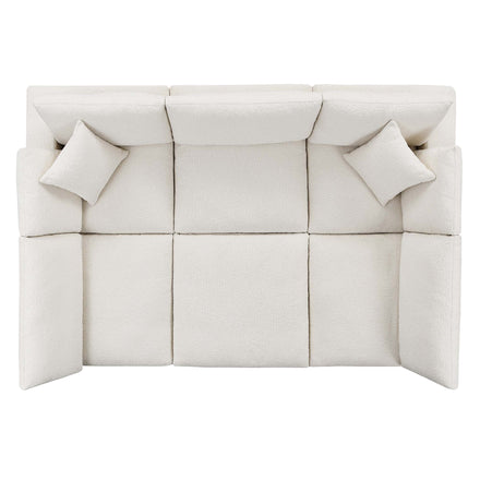 Commix 6-Piece Down Filled Overstuffed Boucle Fabric Sectional Sofa in Ivory