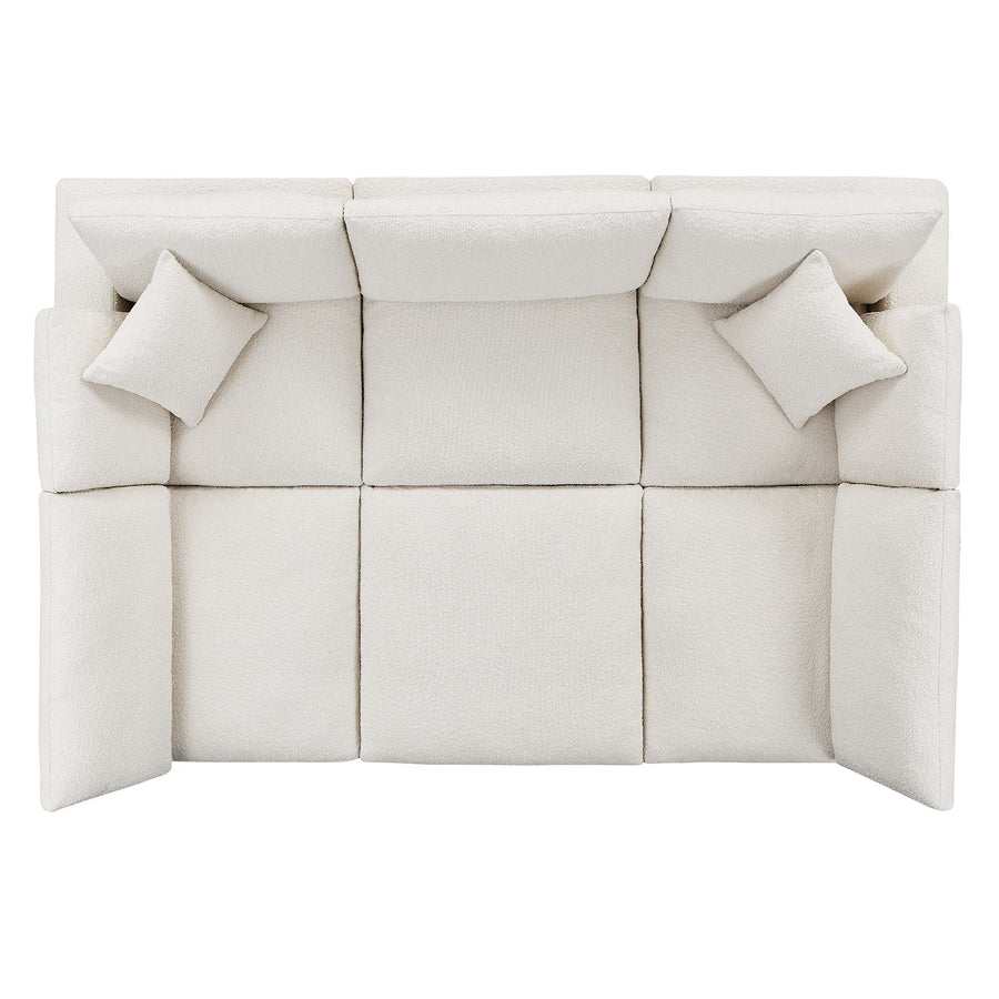 Linden 6-Piece Down Filled Overstuffed Boucle Fabric Sectional Sofa in Ivory