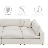 Linden 6-Piece Down Filled Overstuffed Boucle Fabric Sectional Sofa in Ivory