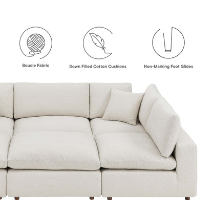 Commix 6-Piece Down Filled Overstuffed Boucle Fabric Sectional Sofa by Furniture for America