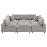 Linden 6-Piece Down Filled Overstuffed Boucle Fabric Sectional Sofa in Light Gray