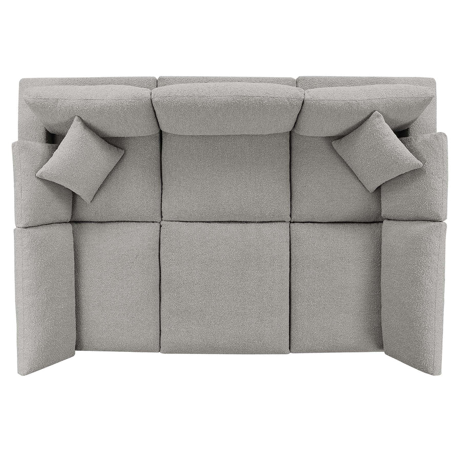 Linden 6-Piece Down Filled Overstuffed Boucle Fabric Sectional Sofa in Light Gray