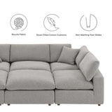 Linden 6-Piece Down Filled Overstuffed Boucle Fabric Sectional Sofa in Light Gray