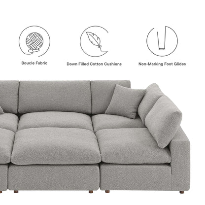Commix 6-Piece Down Filled Overstuffed Boucle Fabric Sectional Sofa by Furniture for America