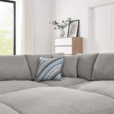 Linden 6-Piece Down Filled Overstuffed Boucle Fabric Sectional Sofa in Light Gray