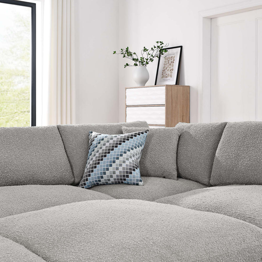 Linden 6-Piece Down Filled Overstuffed Boucle Fabric Sectional Sofa in Light Gray