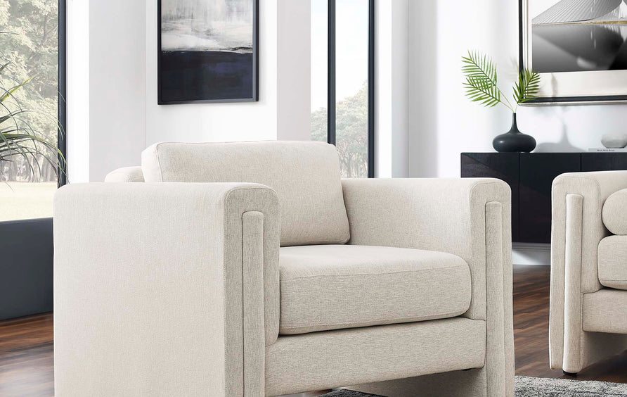 Hjo Fabric Armchair in Ivory