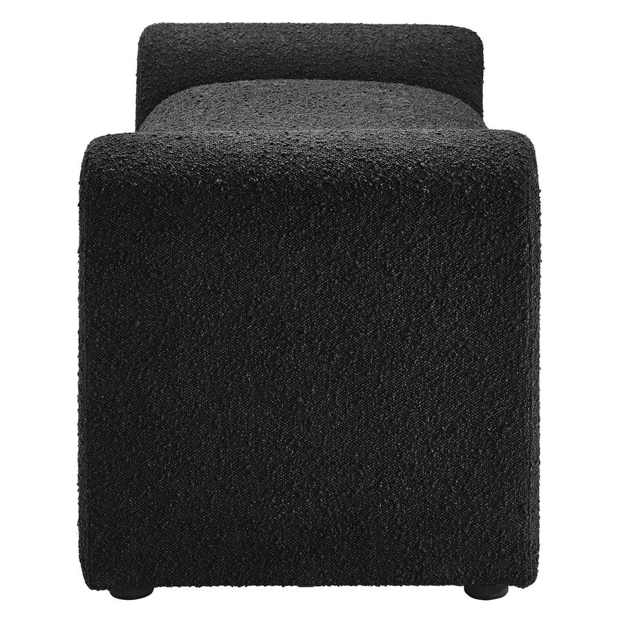 Bloom Boucle Fabric Bench in Black