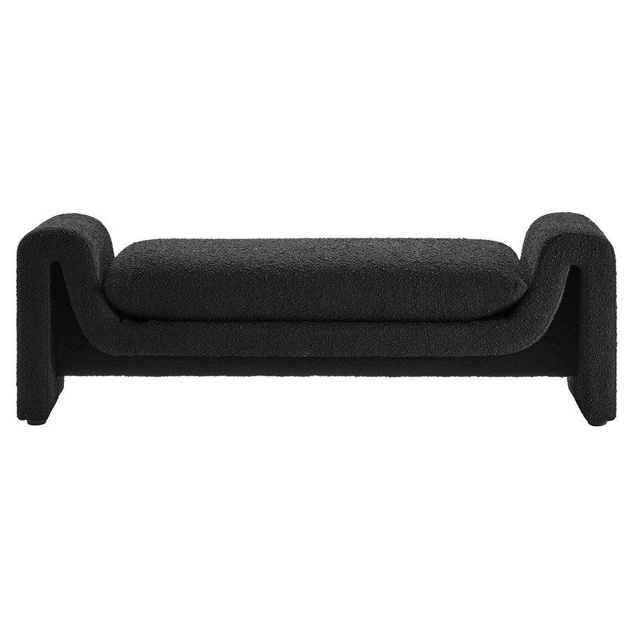 Bloom Boucle Fabric Bench in Black