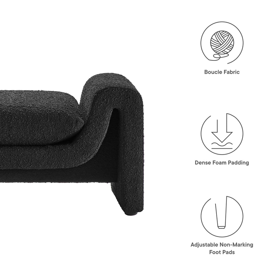 Bloom Boucle Fabric Bench in Black
