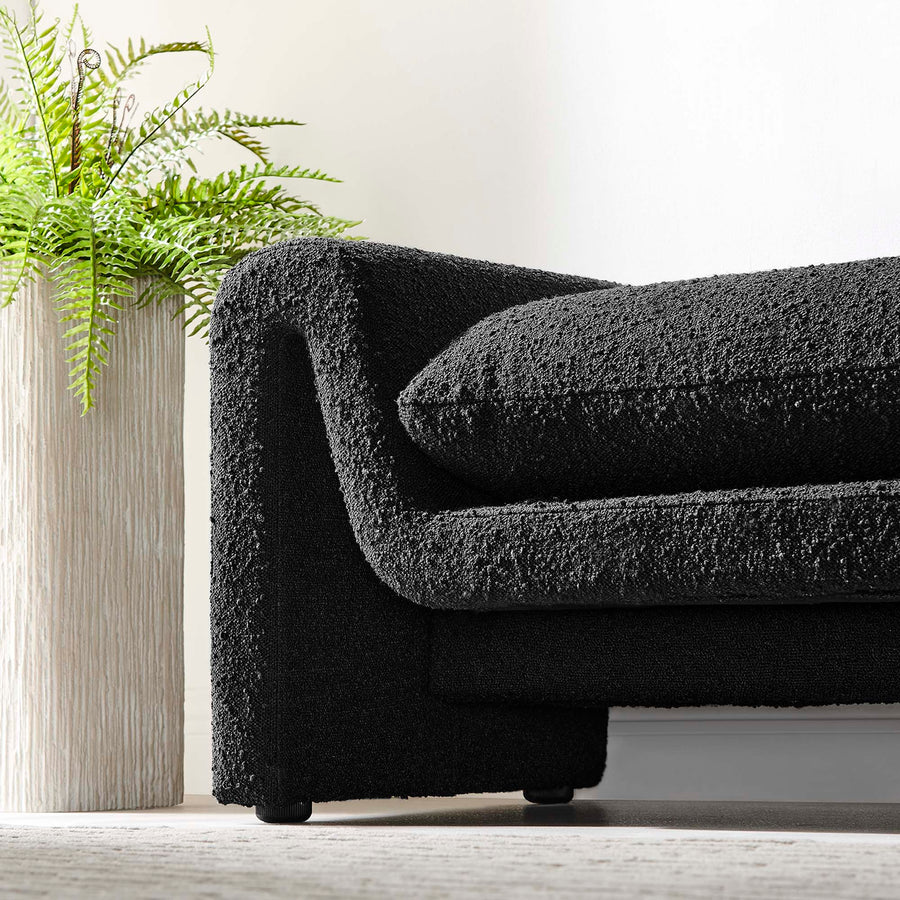 Bloom Boucle Fabric Bench in Black