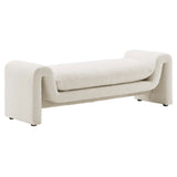Bloom Boucle Fabric Bench in Ivory