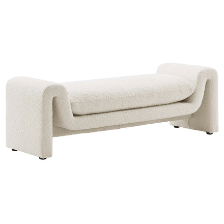 Waverly Boucle Fabric Bench in Ivory