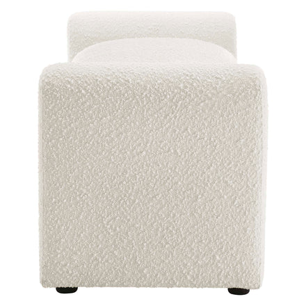 Waverly Boucle Fabric Bench in Ivory