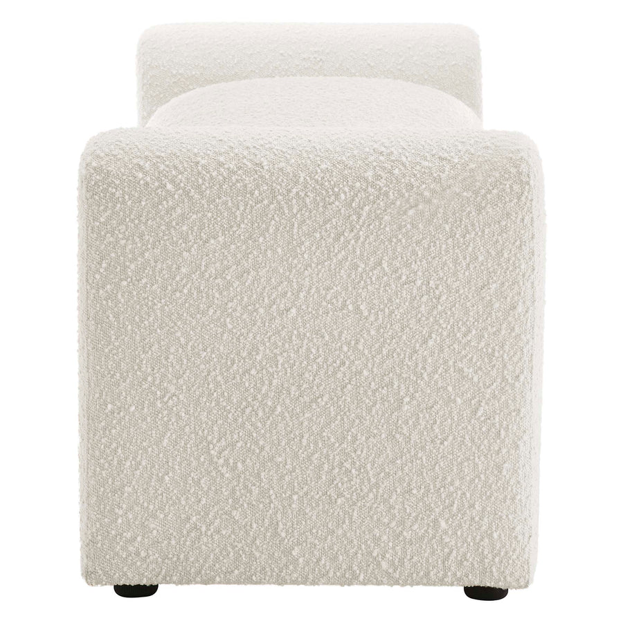 Bloom Boucle Fabric Bench in Ivory
