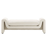 Bloom Boucle Fabric Bench in Ivory