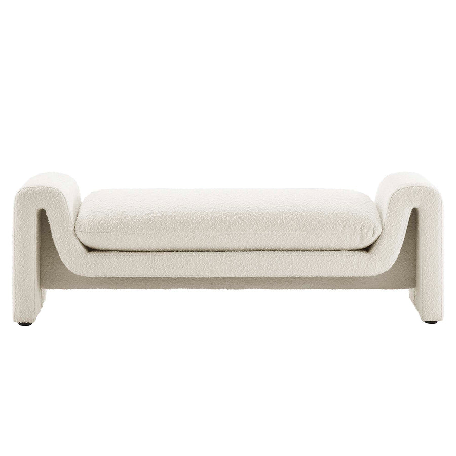 Bloom Boucle Fabric Bench in Ivory