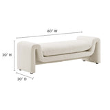 Bloom Boucle Fabric Bench in Ivory