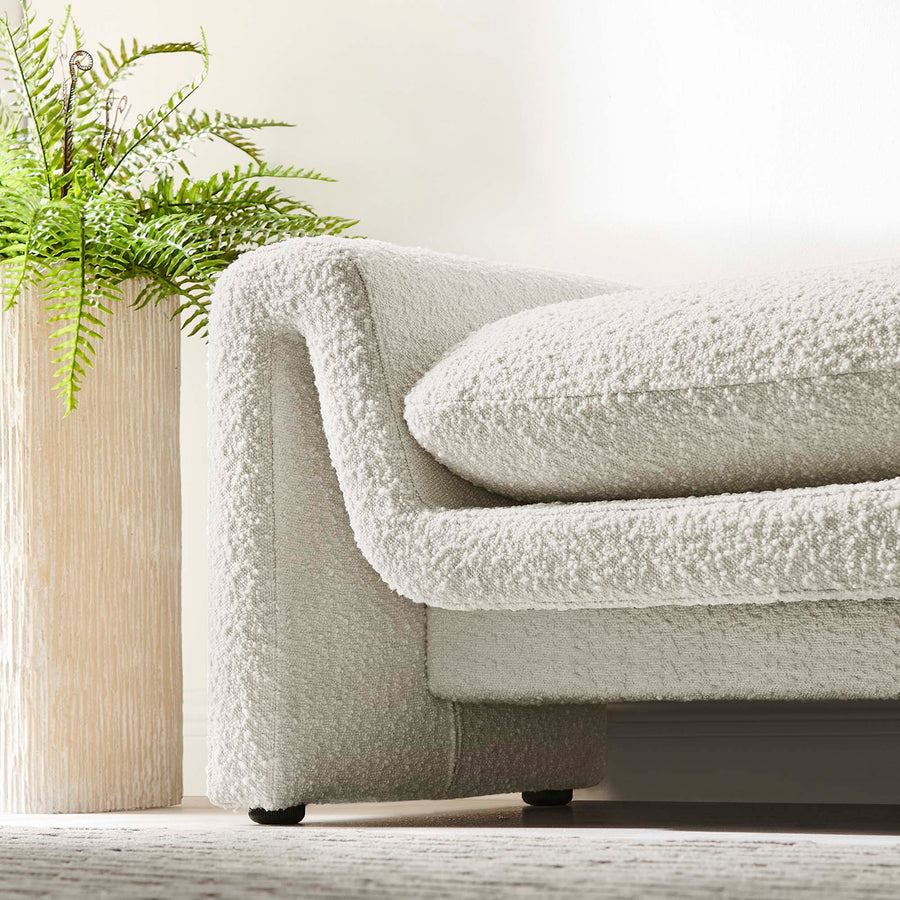 Bloom Boucle Fabric Bench in Ivory