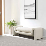 Bloom Boucle Fabric Bench in Ivory