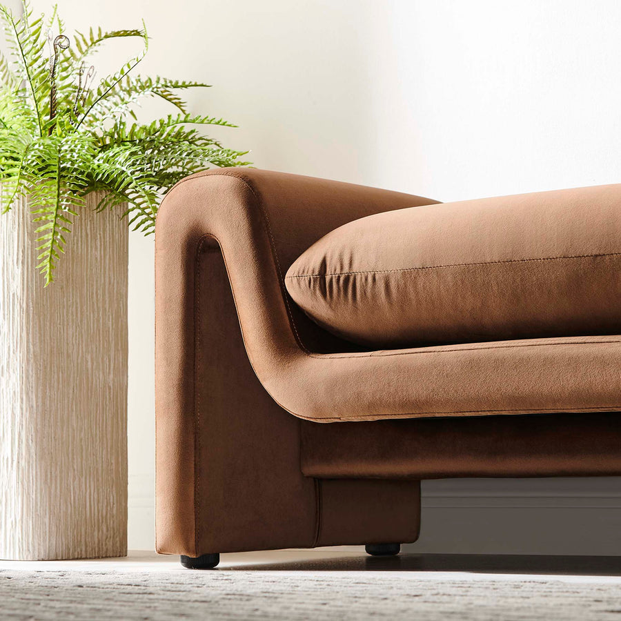 Bloom Performance Velvet Bench in Brown