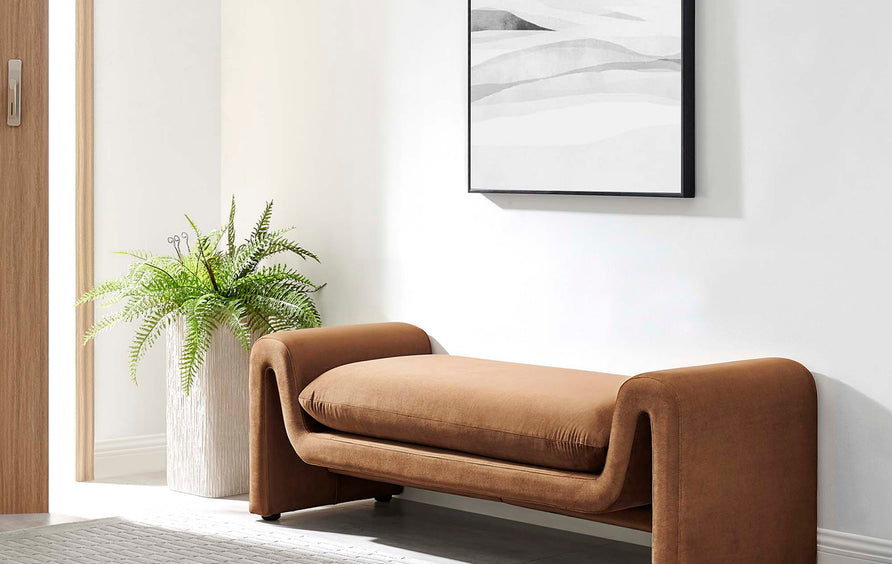 Bloom Performance Velvet Bench in Brown