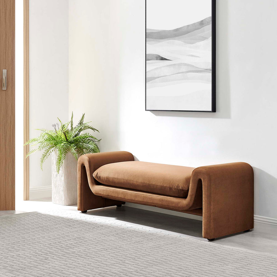 Bloom Performance Velvet Bench in Brown