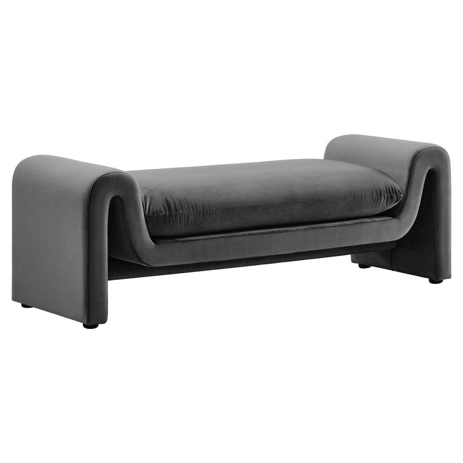 Bloom Performance Velvet Bench in Gray