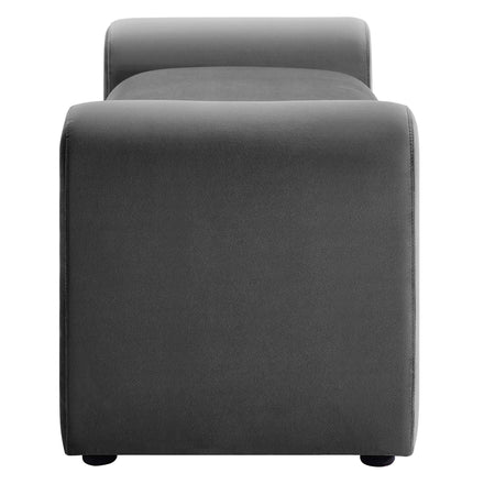 Waverly Performance Velvet Bench in Gray
