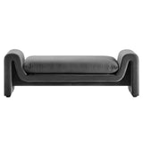 Bloom Performance Velvet Bench in Gray