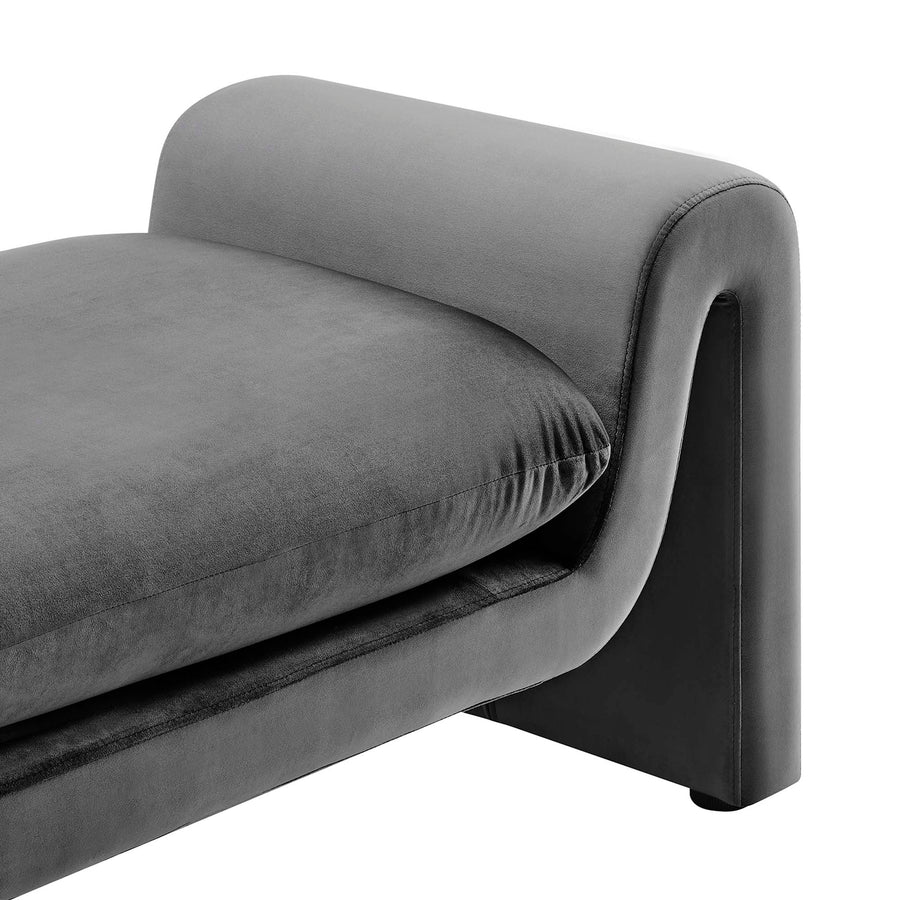 Bloom Performance Velvet Bench in Gray