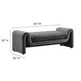 Bloom Performance Velvet Bench in Gray