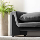 Bloom Performance Velvet Bench in Gray
