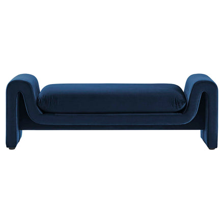 Waverly Performance Velvet Bench in Midnight Blue