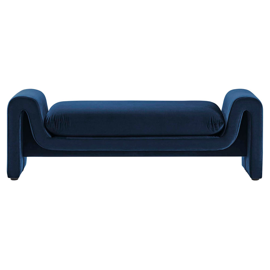 Bloom Performance Velvet Bench in Midnight Blue