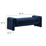Bloom Performance Velvet Bench in Midnight Blue