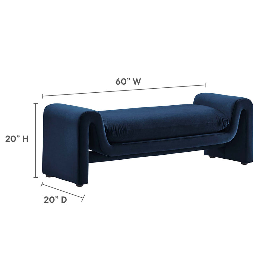 Bloom Performance Velvet Bench in Midnight Blue