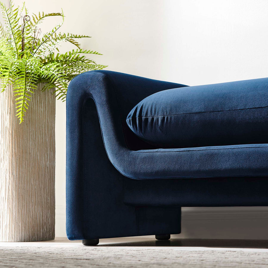 Bloom Performance Velvet Bench in Midnight Blue