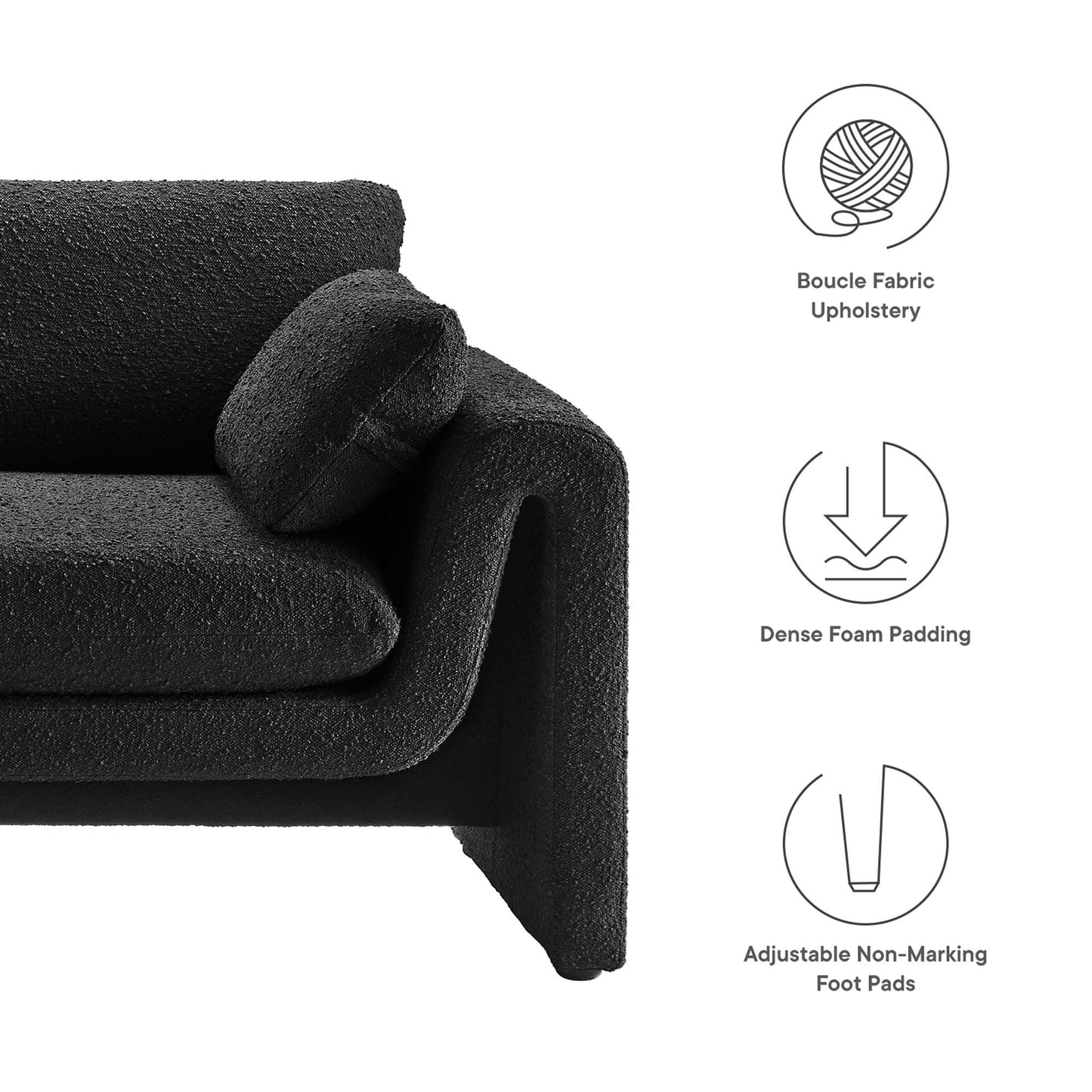 Waverly Boucle Fabric Sofa by Furniture for America