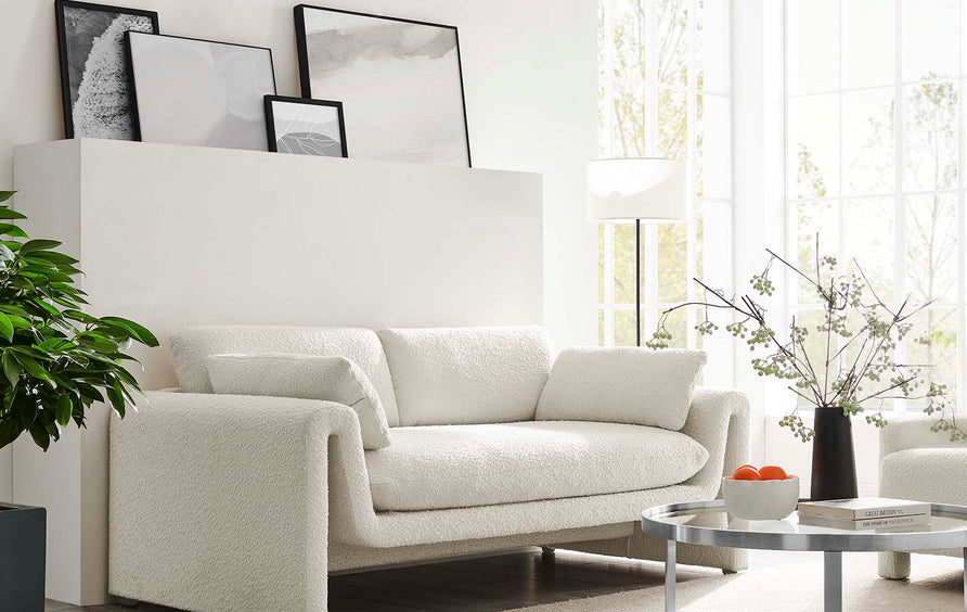 Bloom Boucle Fabric Sofa in Ivory