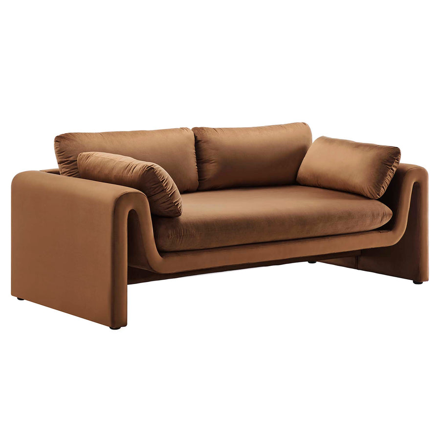 Bloom Performance Velvet Sofa in Brown