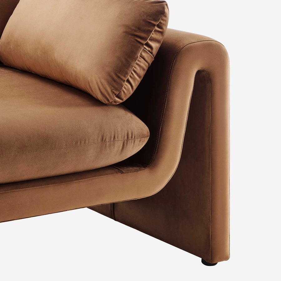 Bloom Performance Velvet Sofa in Brown