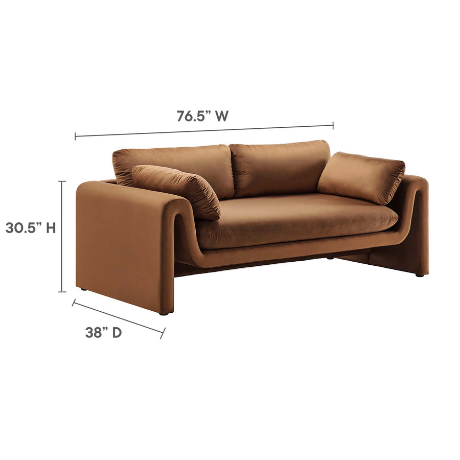 Bloom Performance Velvet Sofa in Brown