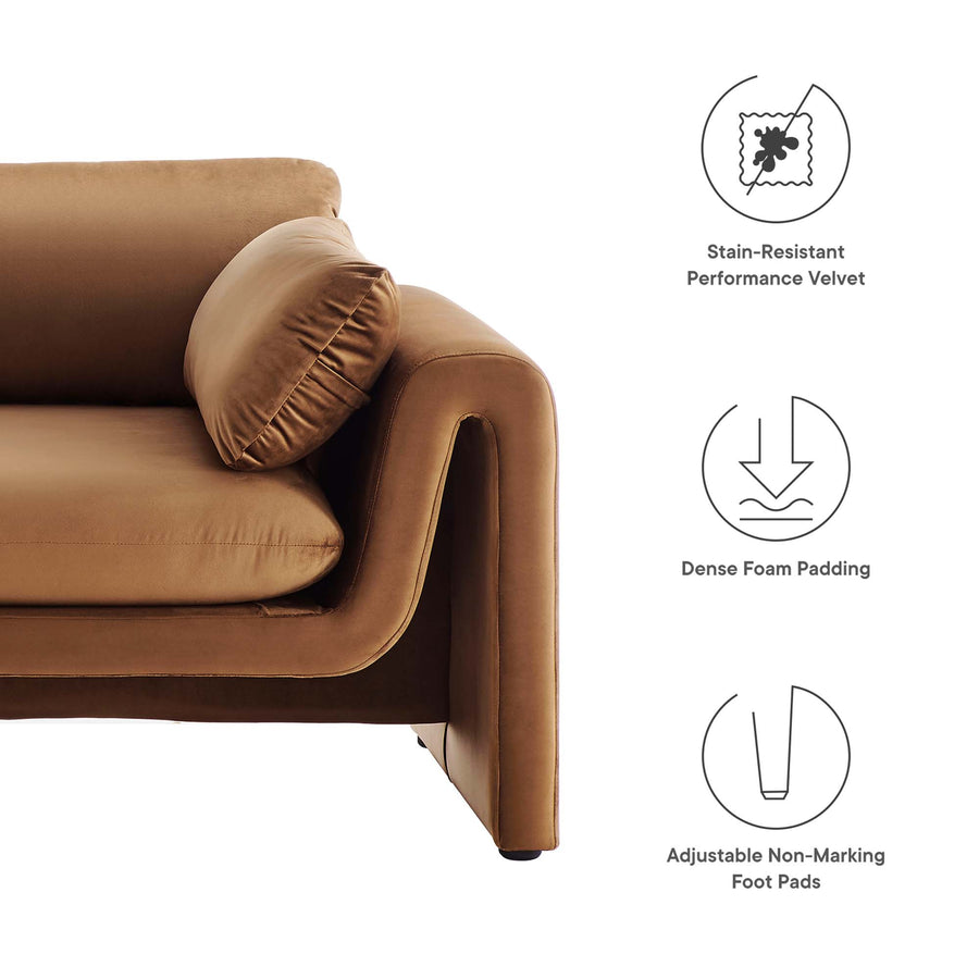 Bloom Performance Velvet Sofa in Brown